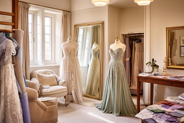 Elegant fitting room inside The Beeches evening wear atelier in Sutton